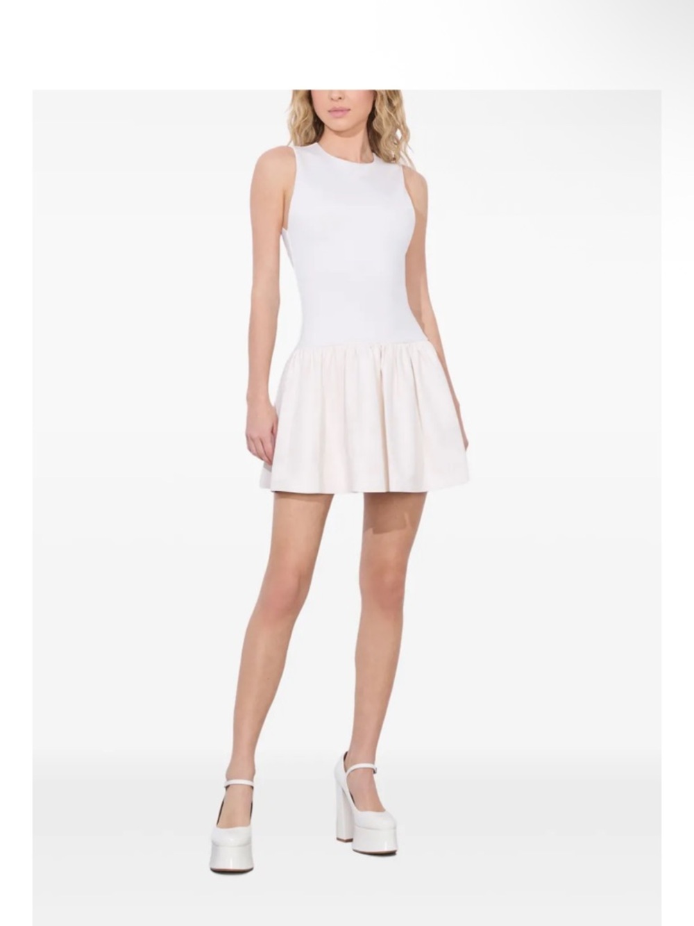 Alice + Olivia White Sleeveless Drop-Waist Mini Dress